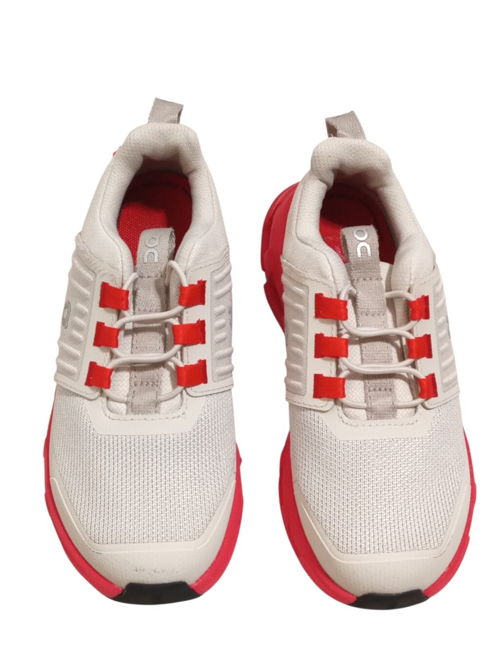 On Running Cloudnova Kids Sz 12 Beige Red Sneakers Sporty Athleisure CloudTec